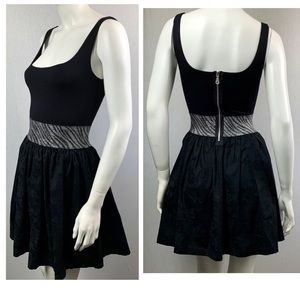 NEW Zebra Jacquard Roses Metallic Belt Mini Dress